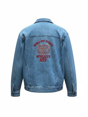 Vintage 90s BUGLE BOY SPORTS Embroidered Heavy Denim Jacket